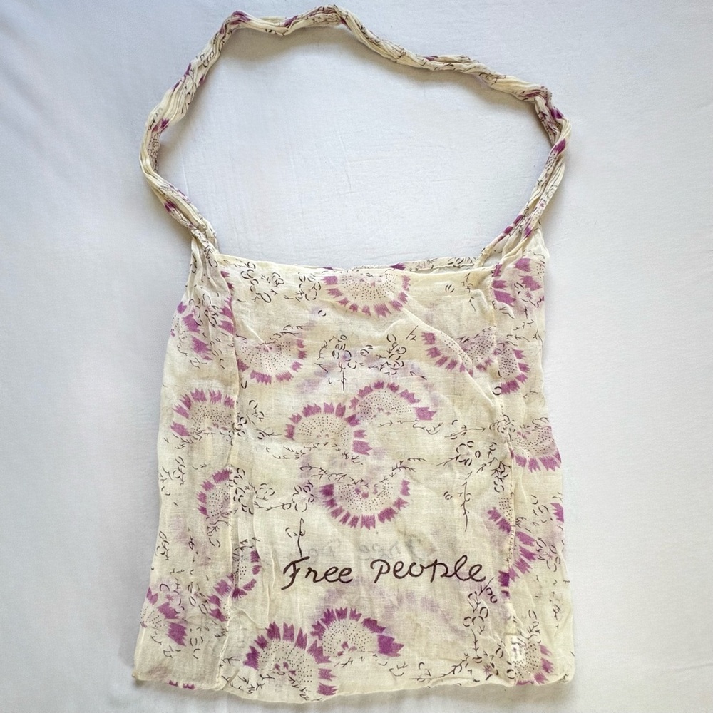FREE PEOPLE Reusable Shopping/Tote Crossbody-Shoulder Bag Gauze Knit Boho-M Prpl